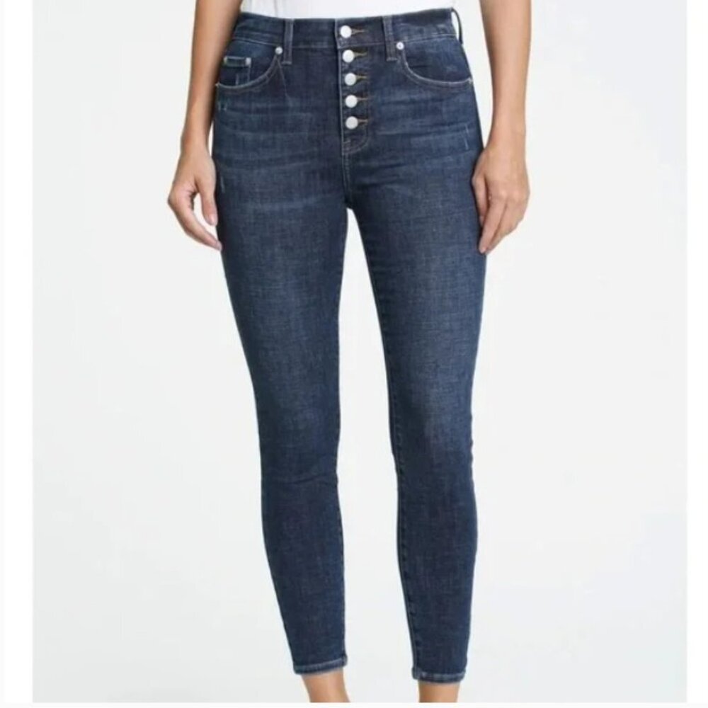 Pistola 'Aline' High Rise Dark Wash Skinny Ankle Jeans w/ Button Fly - Size 28
